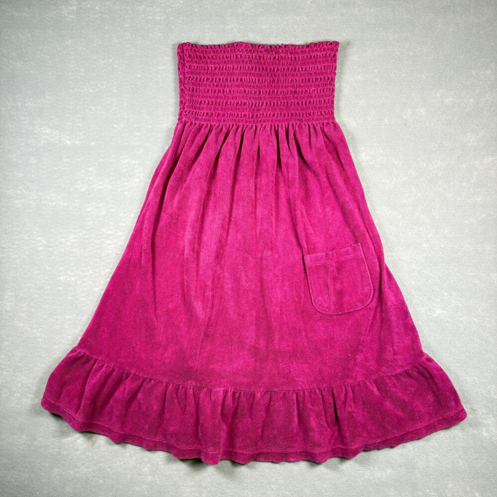 Vtg Y2K Juicy Couture terry cloth swim cover up - pink magenta tube top size M